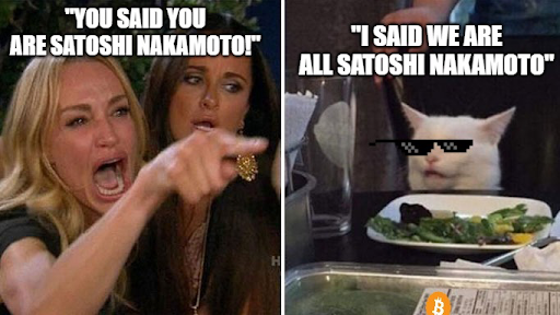 a meme highlighting bitcoin and satoshi nakamoto as anonymous 